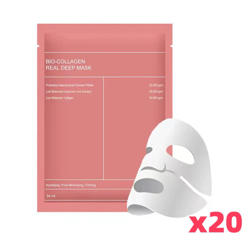 Bio Collagen Face Mask Set - Shrink Pores & Deep Hydration for Radiant Skin (20/10/5 Pcs)
