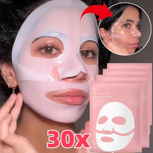 Bio Collagen Face Mask Set - Shrink Pores & Deep Hydration for Radiant Skin (20/10/5 Pcs)